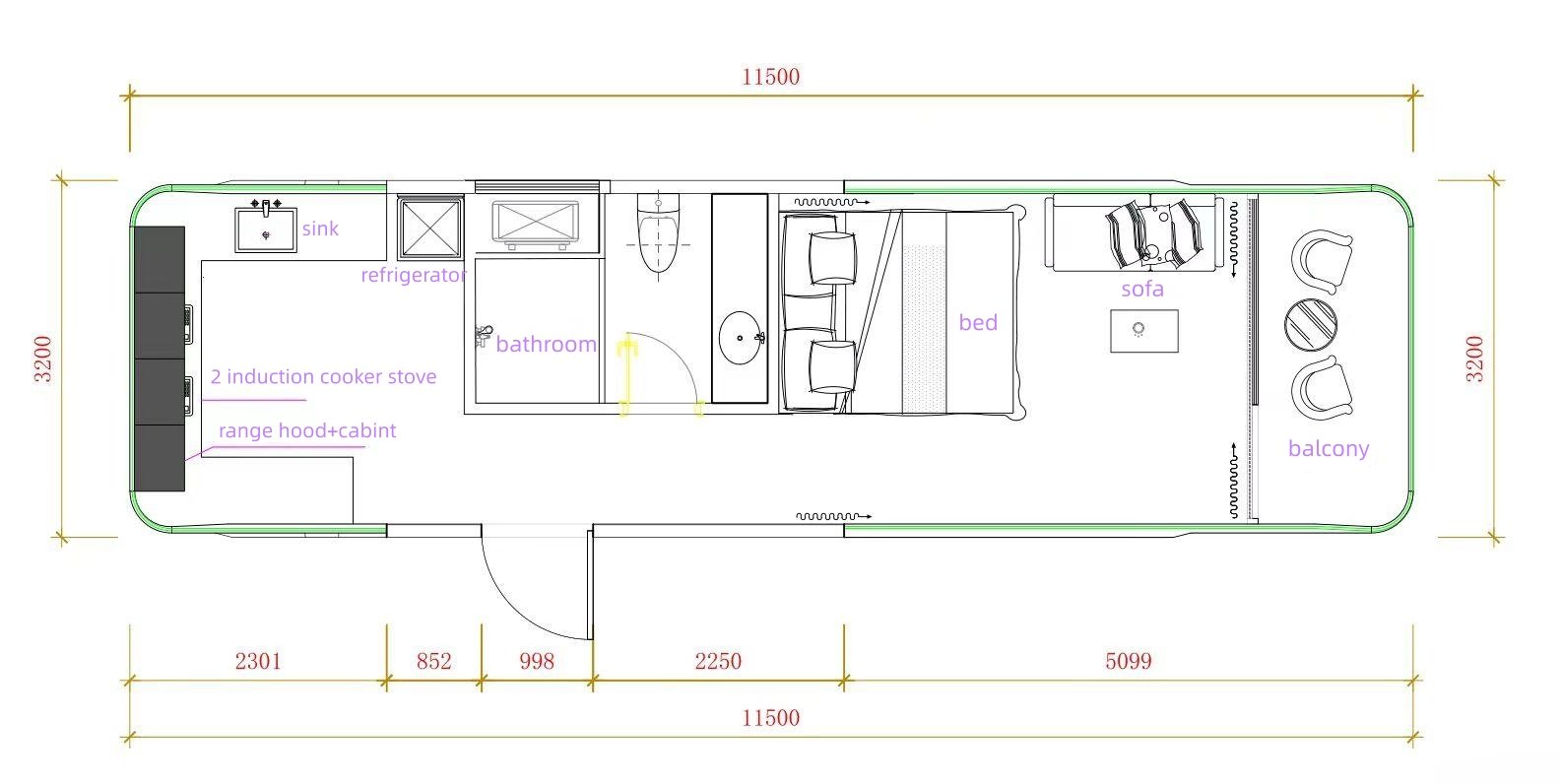 Casa Capsula E7 – 2 Letti, 1 Bagno e Balcone