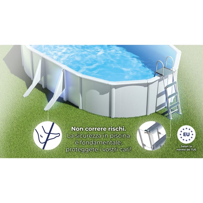 Piscina fuori terra rigida GRE Atlantis bianco – L. int. 6,1 × 3,75 m