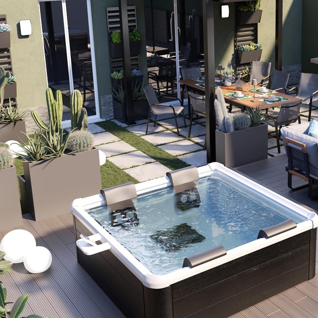 Spa rigida fuori terra quadrata Frame Oslo – 1,6 × 1,6 × 0,65 m